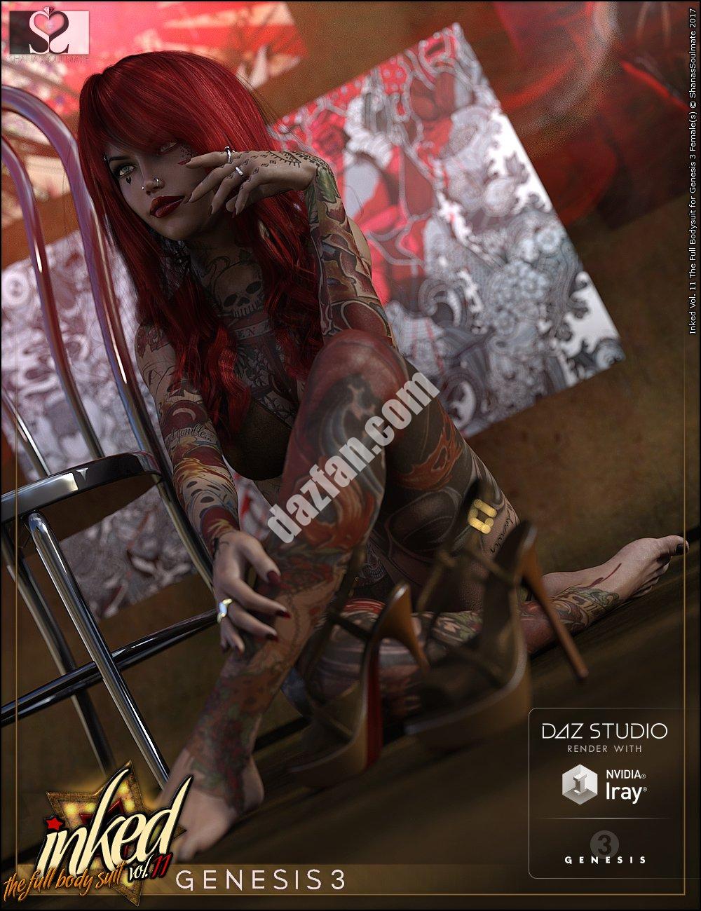 [daz服装] Inked Vol 11 Genesis 3女性的全身套装-DAZ爱好者