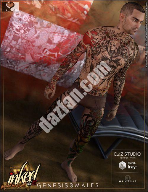 [daz服装] Inked Vol 12 Genesis 3男款连体衣-DAZ爱好者