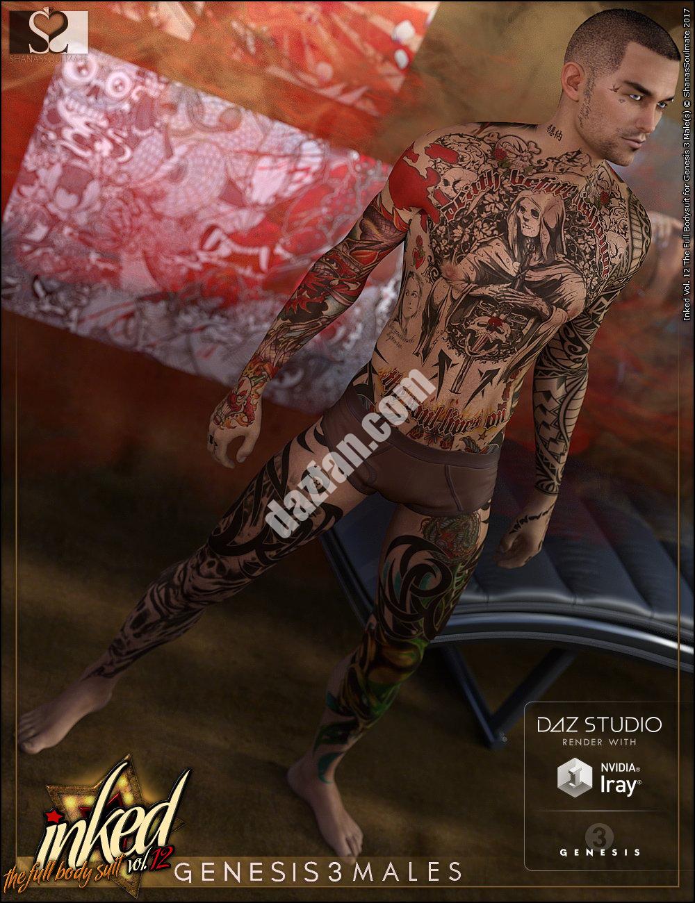 [daz服装] Inked Vol 12 Genesis 3男款连体衣-DAZ爱好者