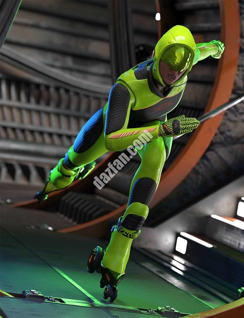 [daz姿势] Genesis 9和ND 赛博梦轮滑的科幻轮滑姿势-DAZ爱好者