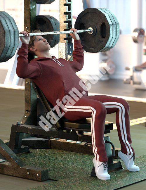 [daz道具] Genesis 9的健身姿势和锻炼装备-DAZ爱好者