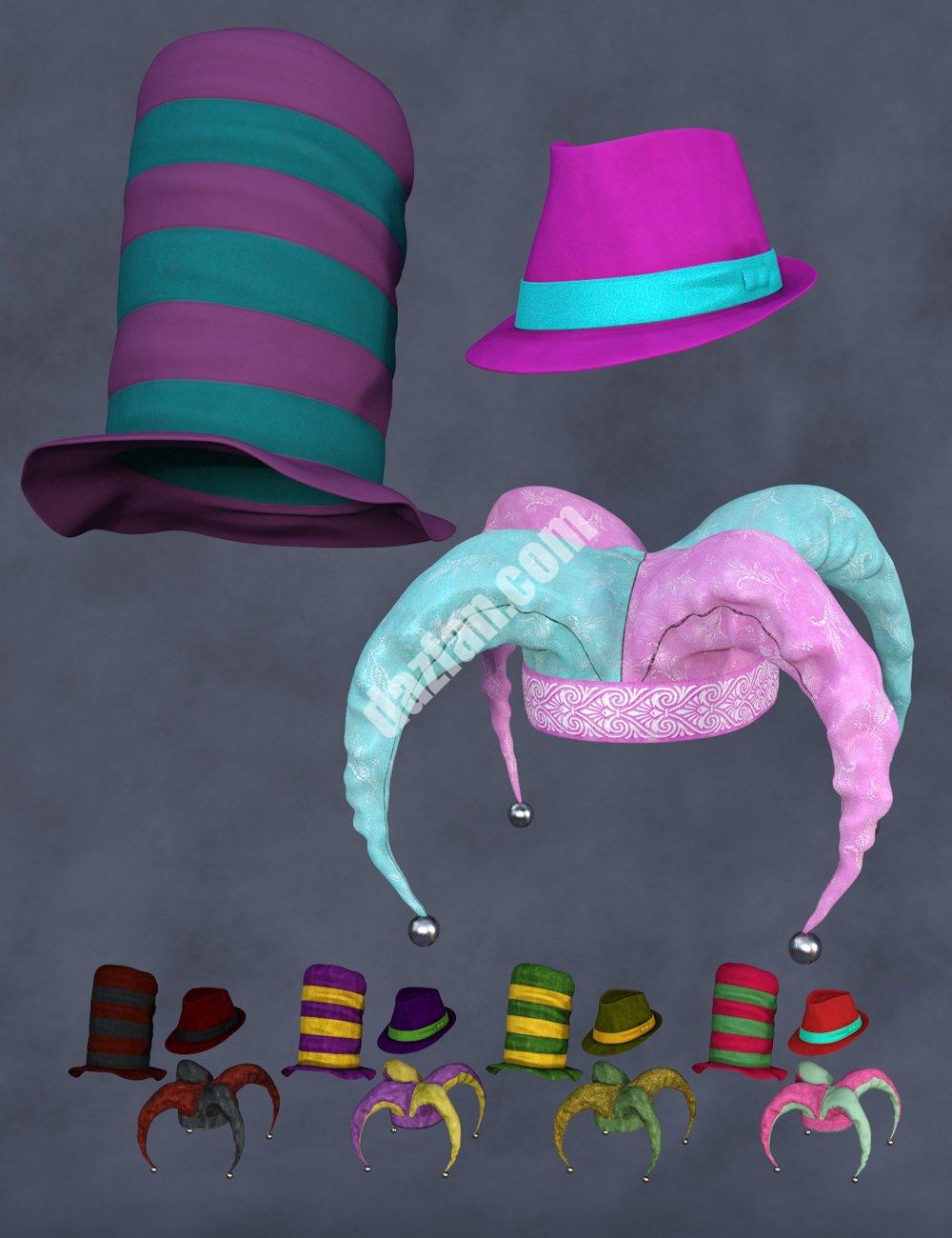 [daz服装] Genesis 8和8.1的趣味狂欢节混搭帽子-DAZ爱好者
