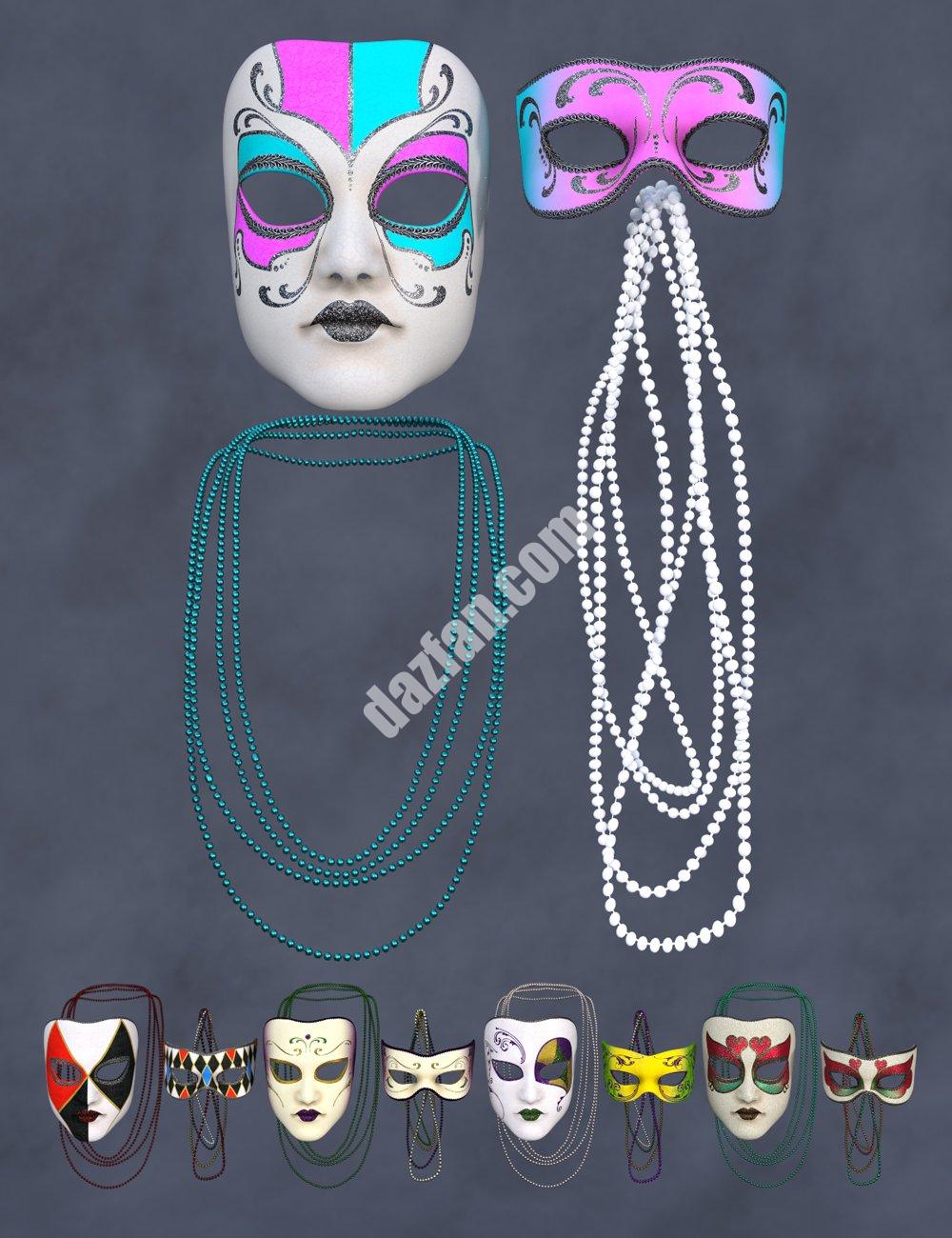 [daz服装] 《创世纪8》和《创世纪8.1》的趣味狂欢节混搭面具和珠子-DAZ爱好者