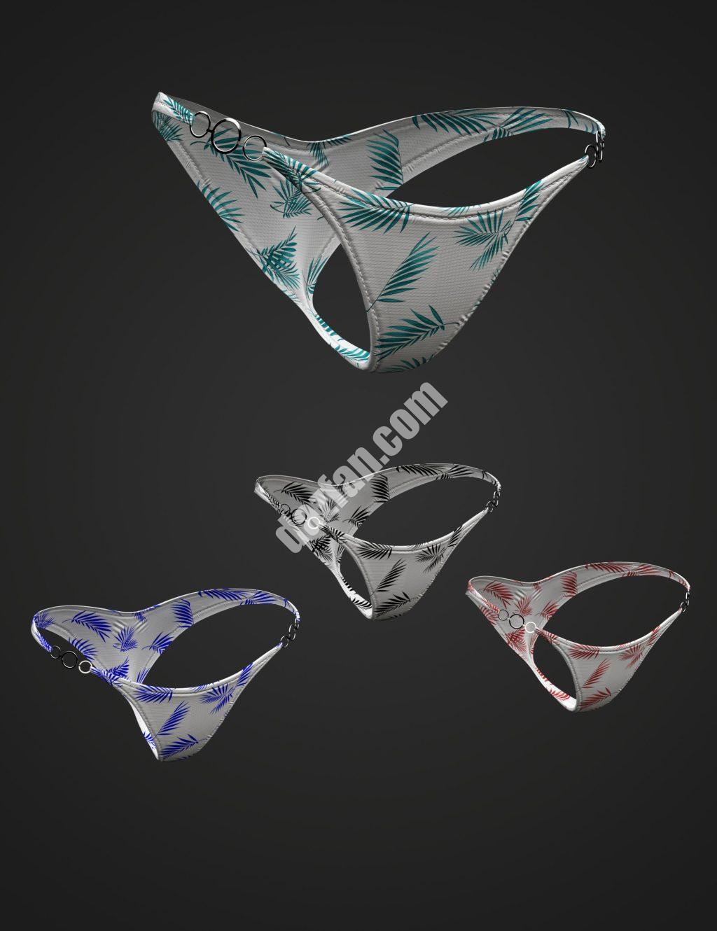 [daz服装] X Fashion Rings Genesis 8和8.1女性比基尼套装下装-DAZ爱好者