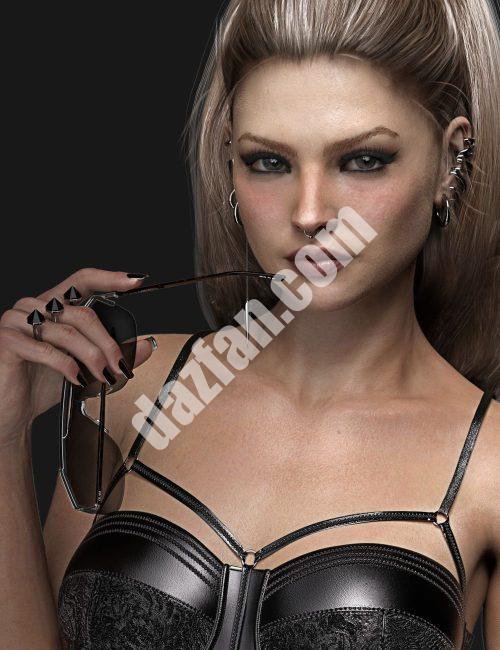 [daz服装] AJC Glamor Biker Outfit Genesis 8和8.1女性耳环-DAZ爱好者