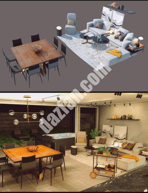 [daz场景] Cecilia House客厅和户外家具-DAZ爱好者