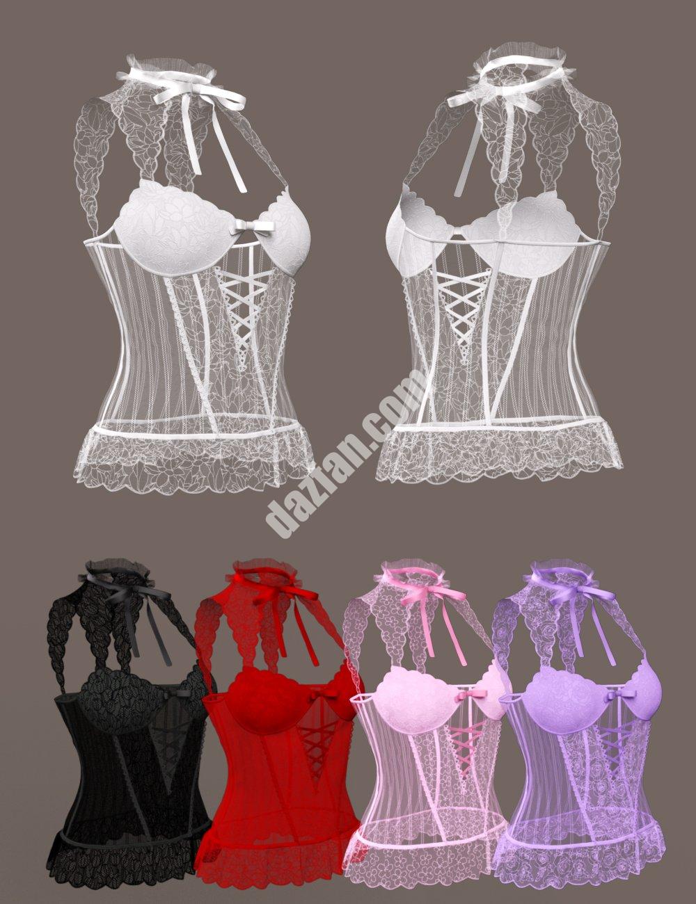 [daz服装] 适用于Genesis 8和8.1雌性的CNB蕾丝dForce Bustier-DAZ爱好者