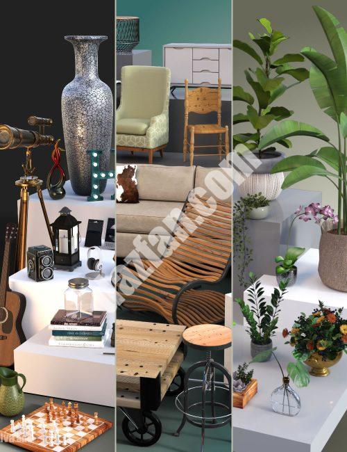 [daz合集] 生活装饰物捆绑包-DAZ爱好者