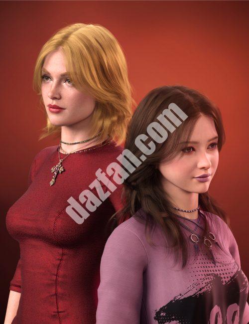 [daz发型] HS Haruko Genesis 9、8和8.1雌性的双长发-DAZ爱好者