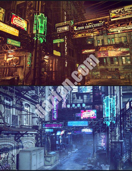 [daz合集] 赛博朋克后巷捆绑包-DAZ爱好者
