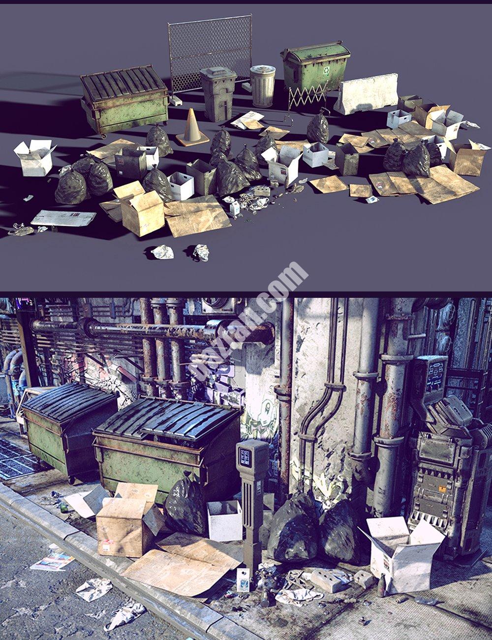 [daz场景] 赛博朋克街头道具-DAZ爱好者