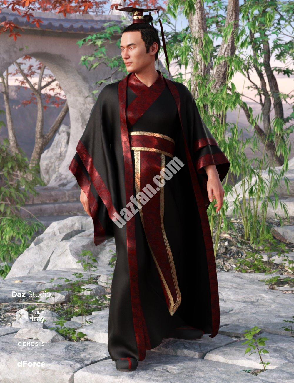 [daz服装] dForce创世纪8号汉服男（s）-DAZ爱好者