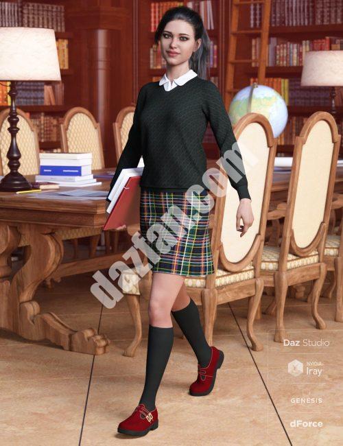 [daz服装] dForce私立学校创世纪8号女性服装-DAZ爱好者