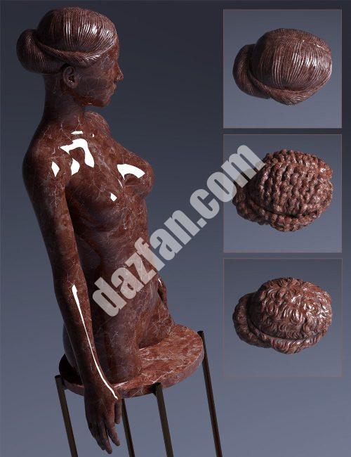 [daz道具] Genesis 8.1女性的仿真头发模型-DAZ爱好者