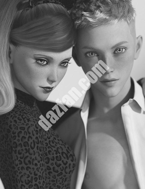 [daz姿势] Kikii和Kash的EM3D可爱姿势和表情-DAZ爱好者