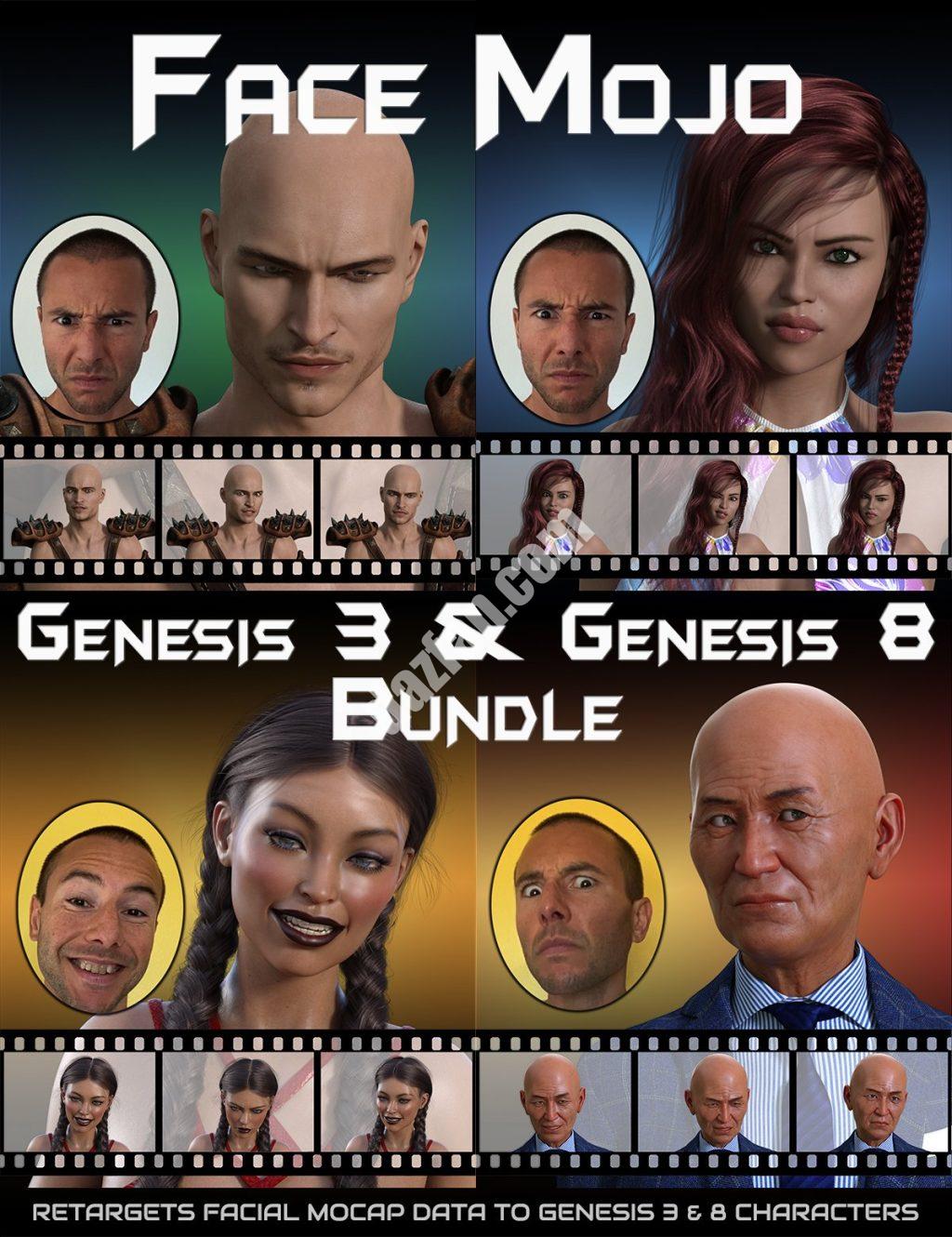[daz合集] 面部Mojo-面部MoCap重定目标-Genesis 3和8捆绑包-DAZ爱好者
