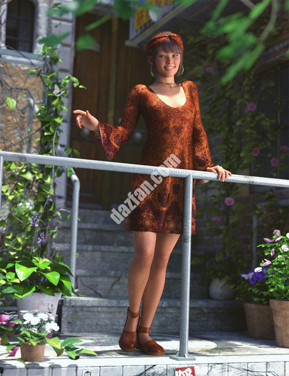 [daz服装] dForce 花女孩连衣裙 Genesis 8和8.1女性版-DAZ爱好者