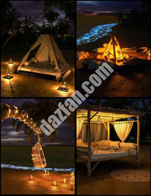 [daz场景] 光辉海滩道具-DAZ爱好者