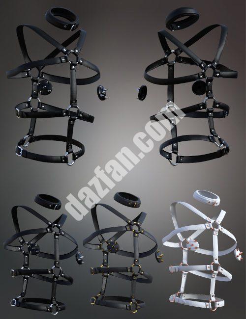 [daz服装] 哥特式V5头带、项链和胸部保护套，适用于Genesis 8和8.1女性-DAZ爱好者