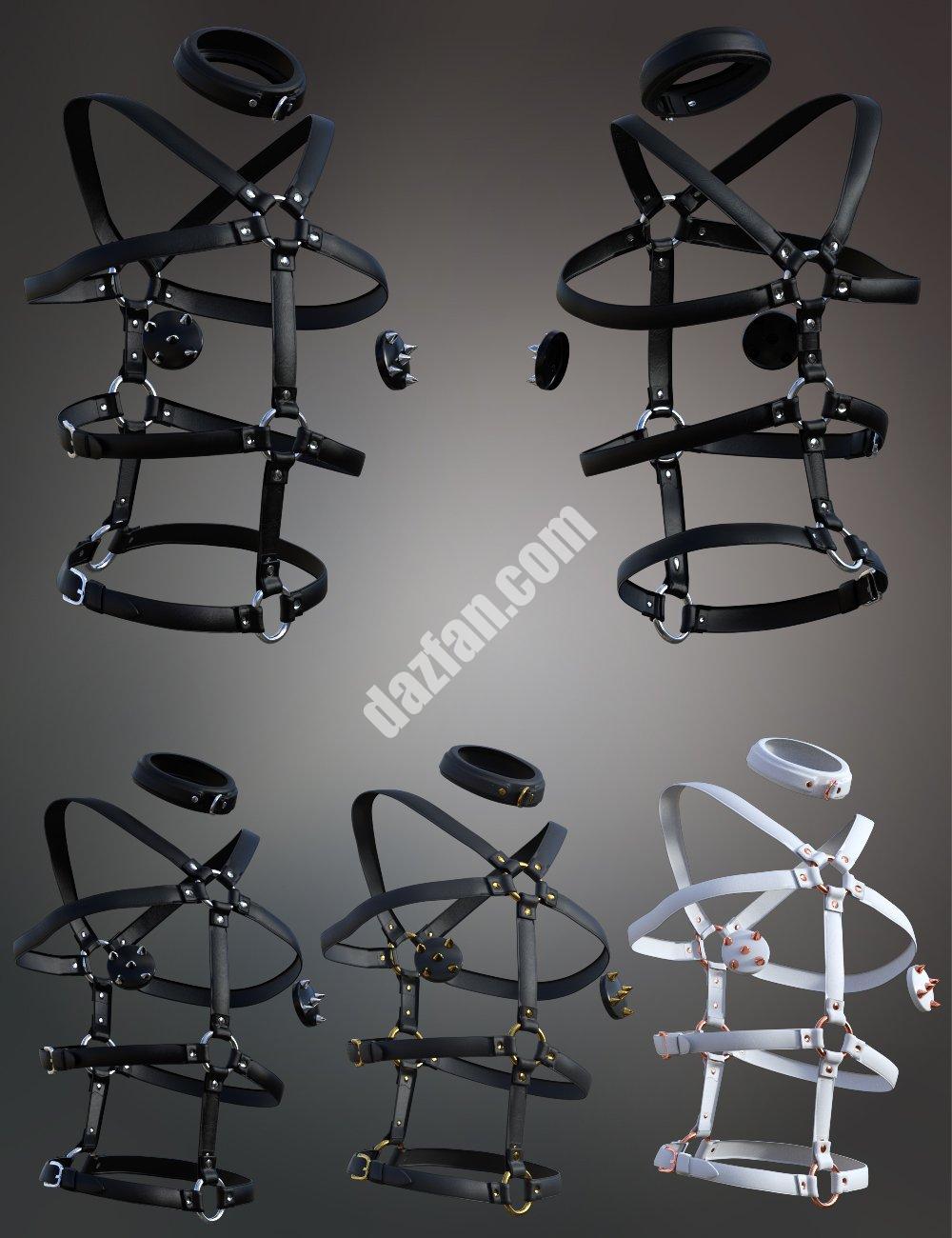 [daz服装] 哥特式V5头带、项链和胸部保护套，适用于Genesis 8和8.1女性-DAZ爱好者