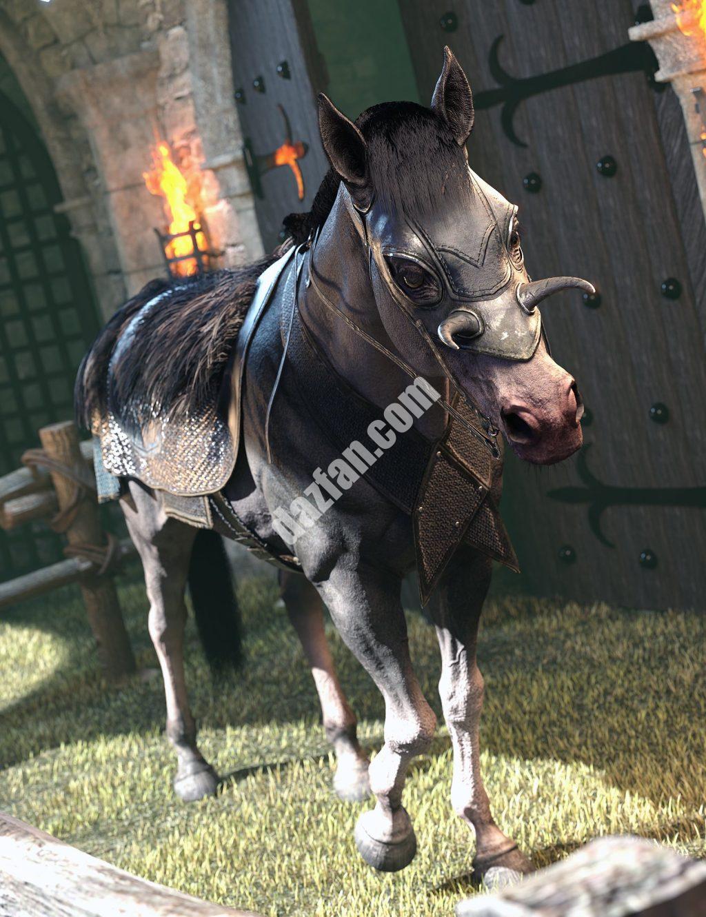 [daz角色] DAZ Horse 3的dForce骑马游骑兵装备-DAZ爱好者