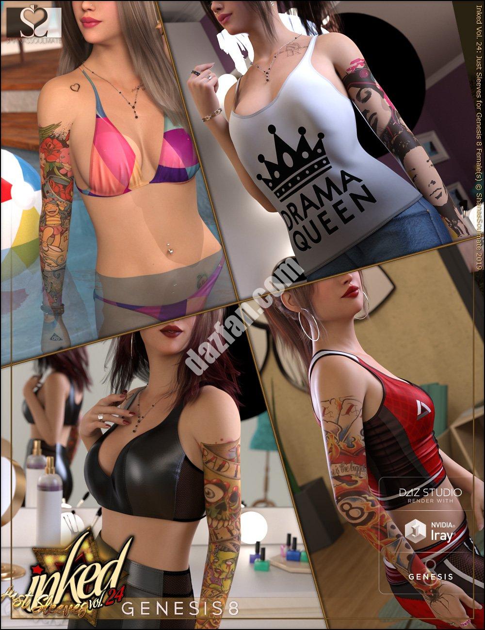 [daz服装] Inked Vol 24 Just Sleeves for Genesis 8 Females-DAZ爱好者