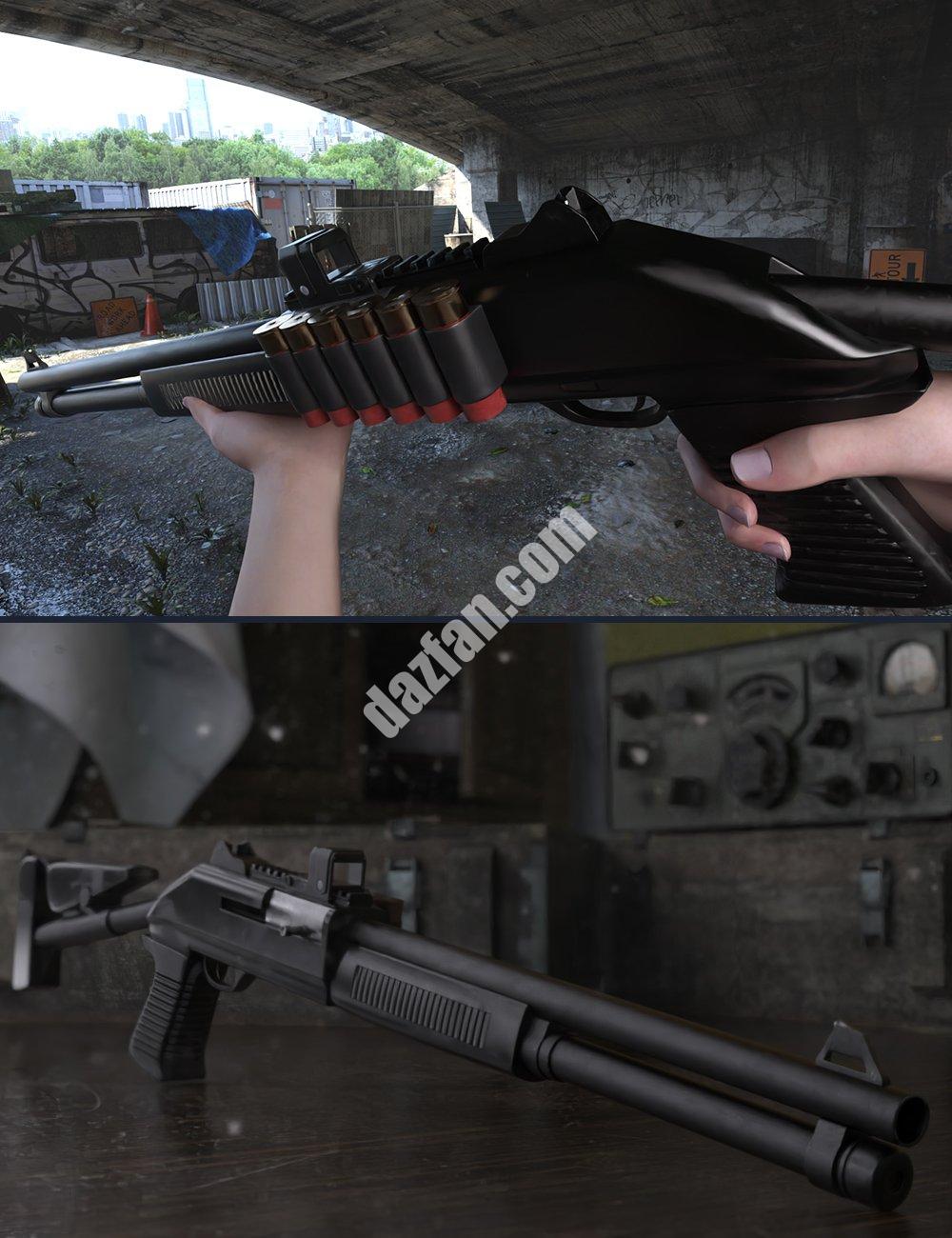 [daz插件] KACC Breacher K2霰弹枪和创世纪8男女姿势-DAZ爱好者