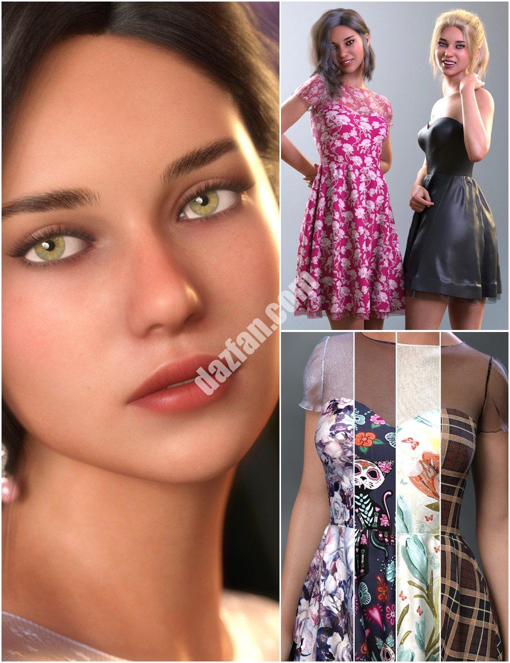 [daz合集] Malka角色、连衣裙和配饰套装-DAZ爱好者