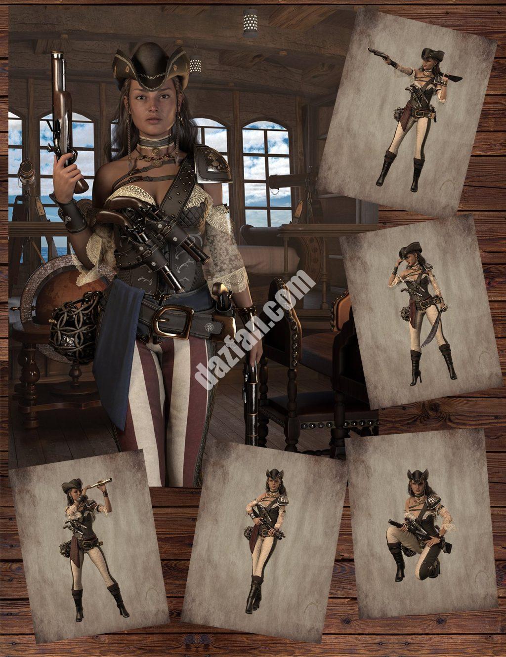 [daz姿势] Rachell HigHSeas姿势和道具为创世纪8.1女性-DAZ爱好者