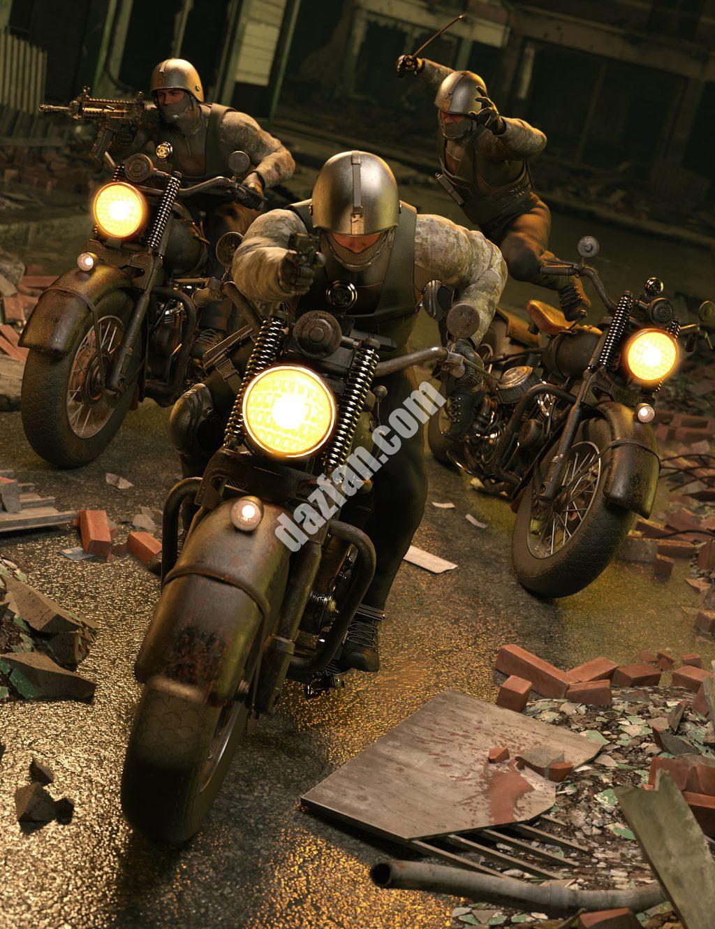 [daz姿势] XI经典军用摩托车和创世纪9的粗糙骑手姿势-DAZ爱好者