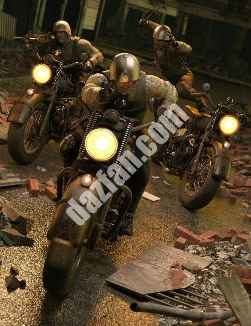 [daz姿势] XI经典军用摩托车和创世纪9的粗糙骑手姿势-DAZ爱好者