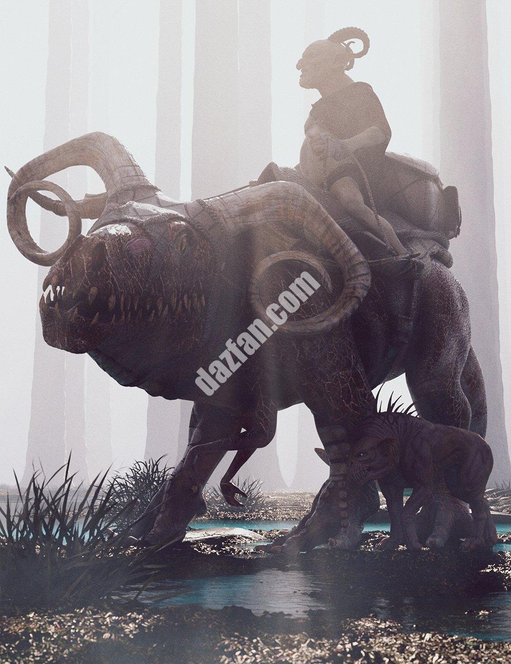 [daz角色] Skalarog原始生物带鞍和姿势-DAZ爱好者