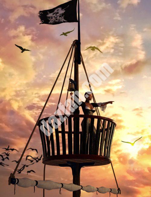 [daz场景] Swashbuckler姿势道具和乌鸦巢创世纪8-DAZ爱好者