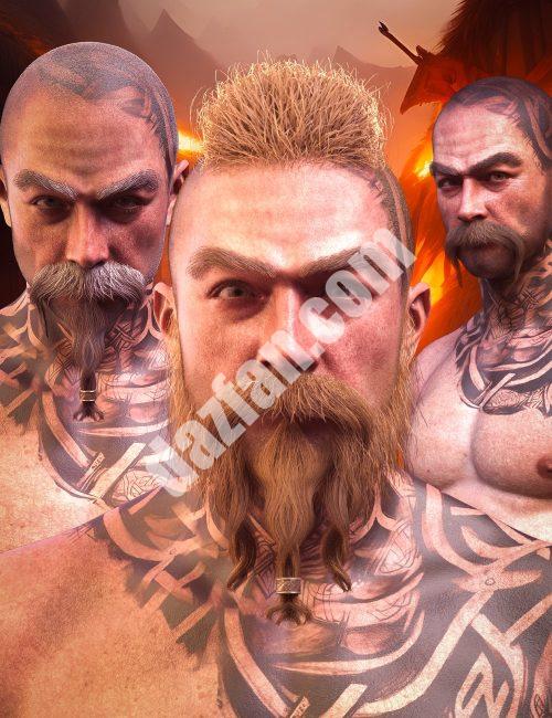 [daz发型] Ivar 9和Genesis 9的维京纤维头发套装-DAZ爱好者