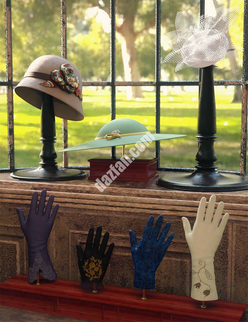 [daz服装] Genesis 8和8.1女性复古帽子和手套-DAZ爱好者