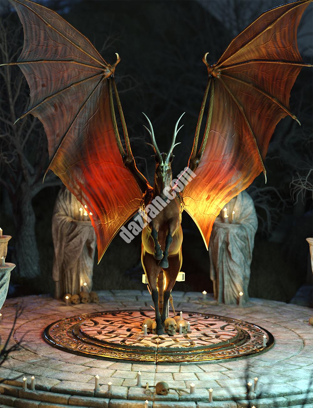 [daz姿势] 魔马的带翼死亡等级姿势-DAZ爱好者