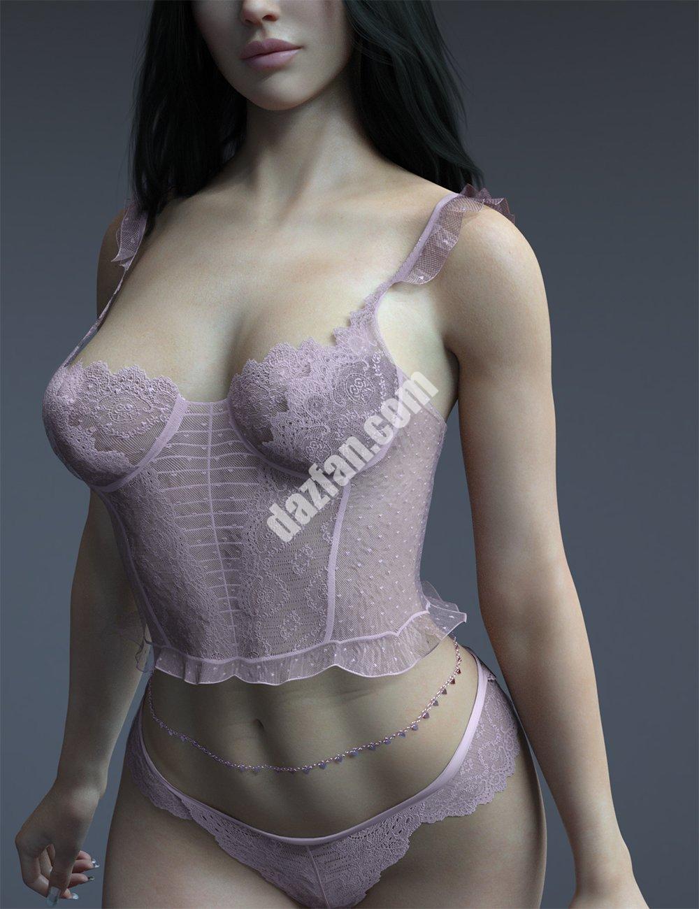 [daz服装] X-Fashion Dreams Genesis 8女性网眼内衣套装-DAZ爱好者