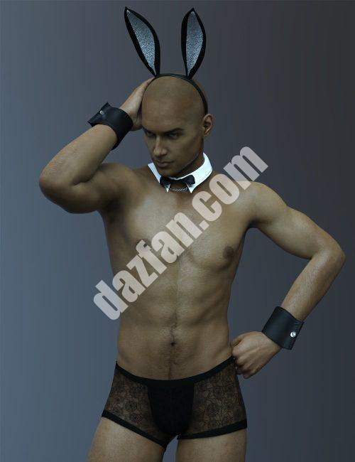 [daz服装] XF兔子蕾丝内衣Genesis 8和8.1男性版-DAZ爱好者