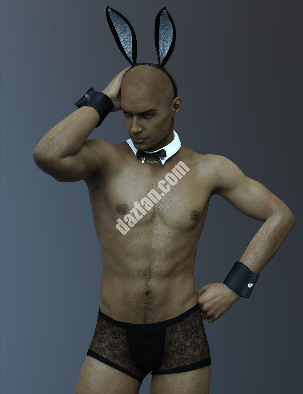 [daz服装] XF兔子蕾丝内衣Genesis 8和8.1男性版-DAZ爱好者