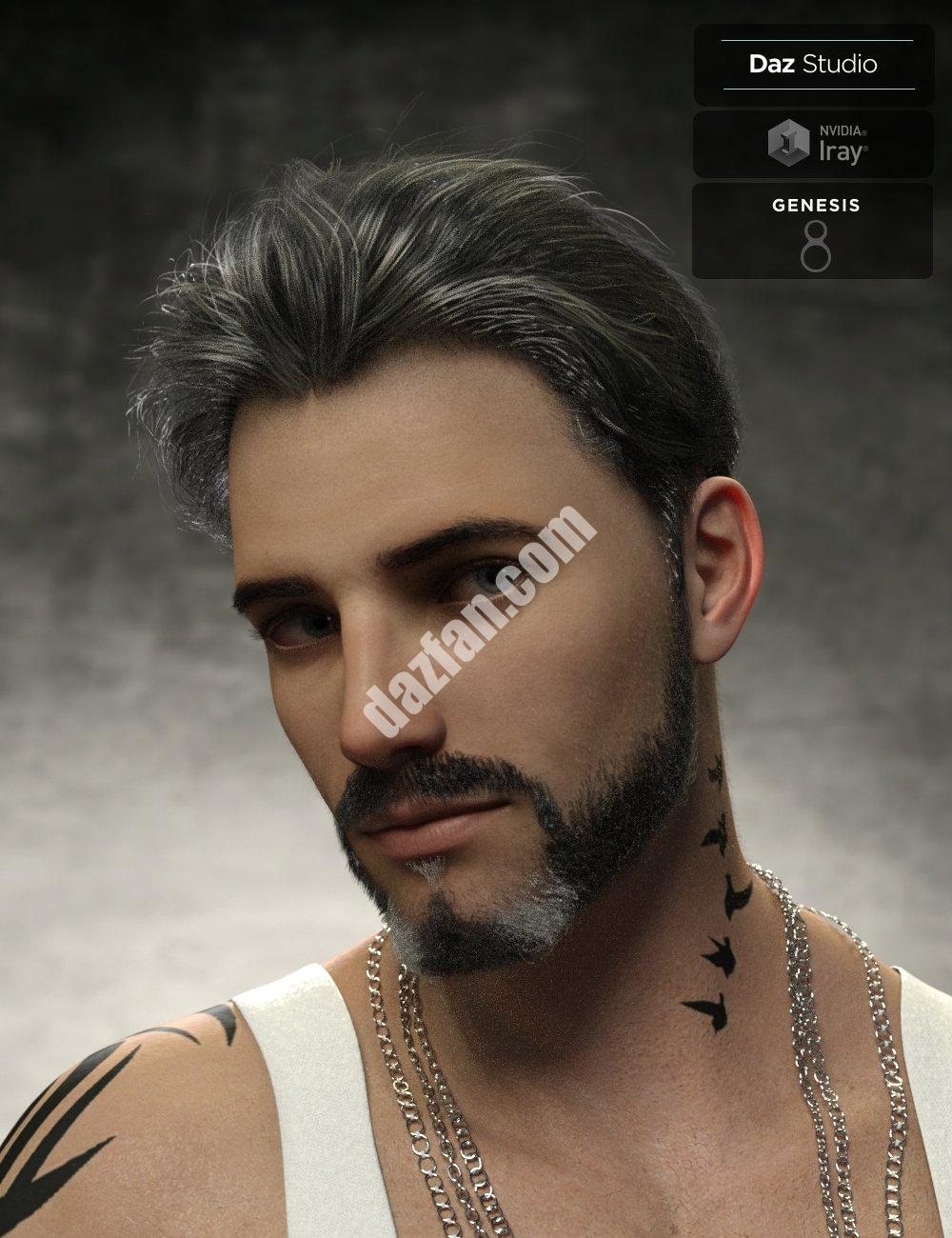 [daz发型] Yoan成熟的头发和胡子为创世纪8和8.1雄性-DAZ爱好者