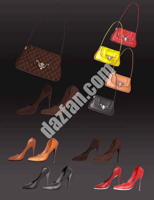[daz服装] Genesis 8女性标志性风格的套装包和高跟鞋-DAZ爱好者