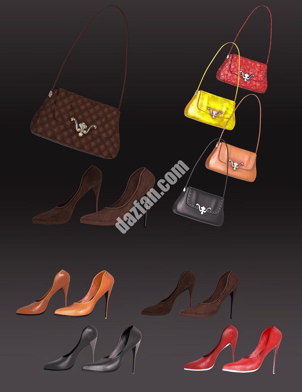 [daz服装] Genesis 8女性标志性风格的套装包和高跟鞋-DAZ爱好者