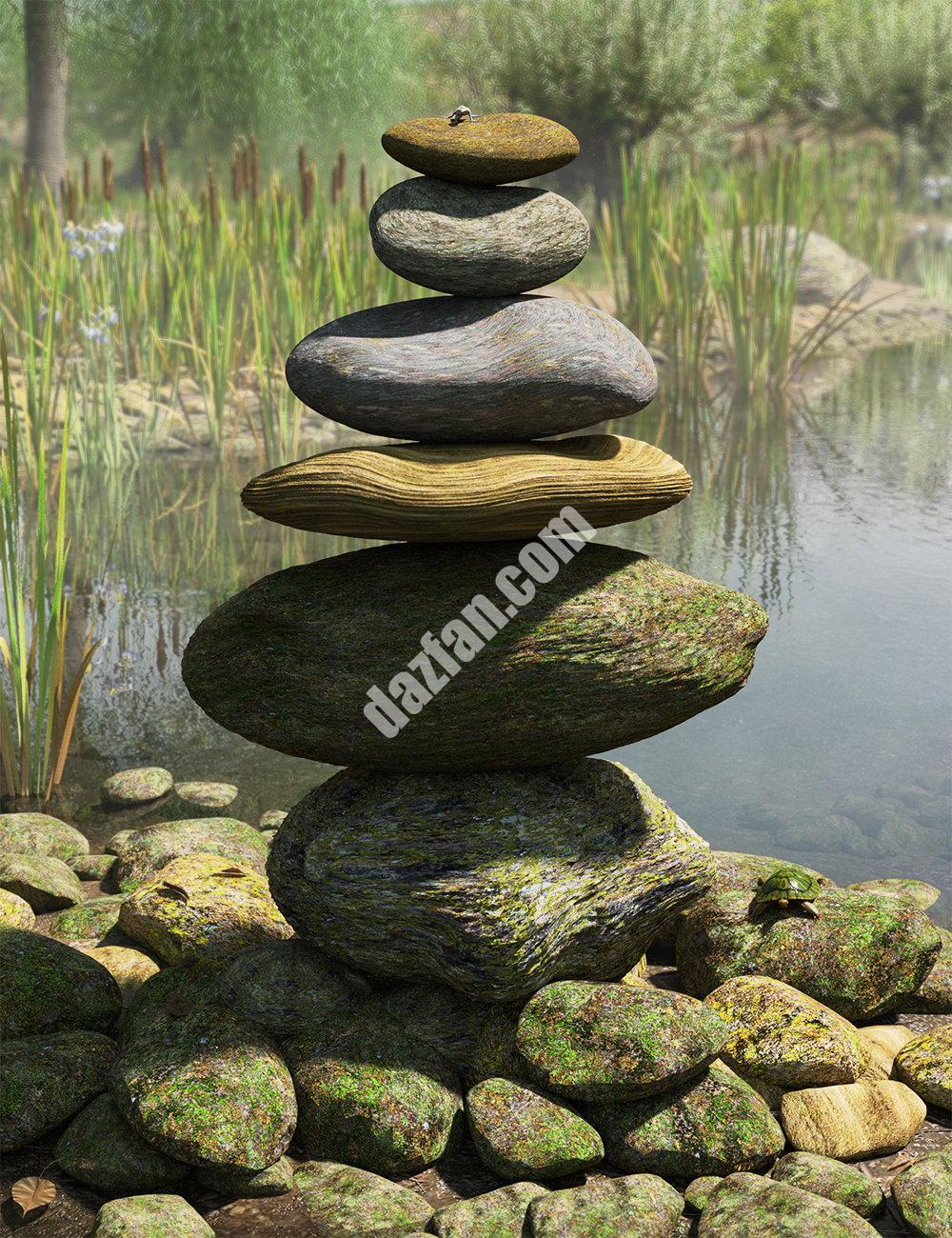 [daz场景] 古老的石头-摇滚和苔藓阴影-DAZ爱好者