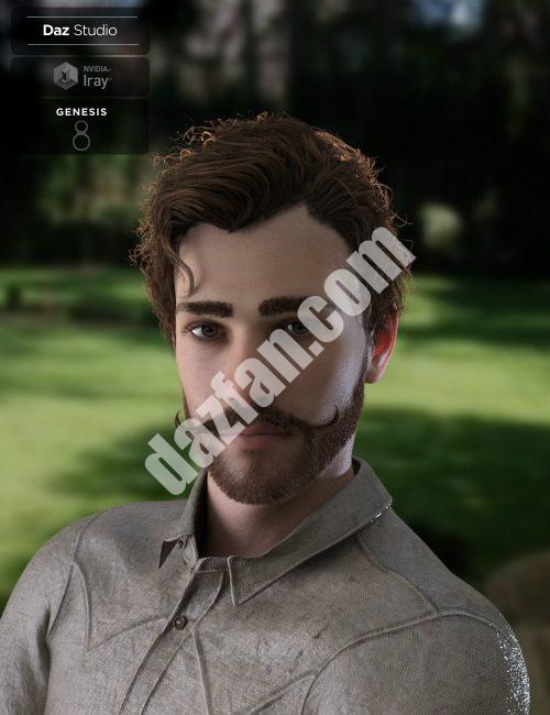 [daz发型] 巴斯蒂安卷发和胡子创世纪8男性（s）-DAZ爱好者