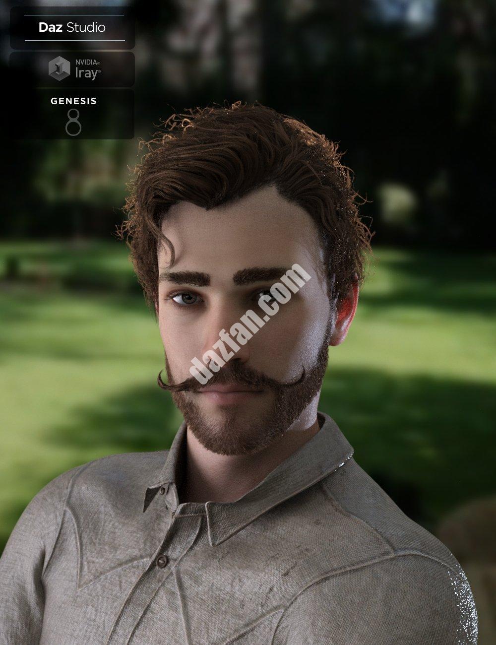 [daz发型] 巴斯蒂安卷发和胡子创世纪8男性（s）-DAZ爱好者
