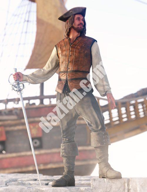 [daz服装] 创世纪9的dForce勇敢海盗装备-DAZ爱好者