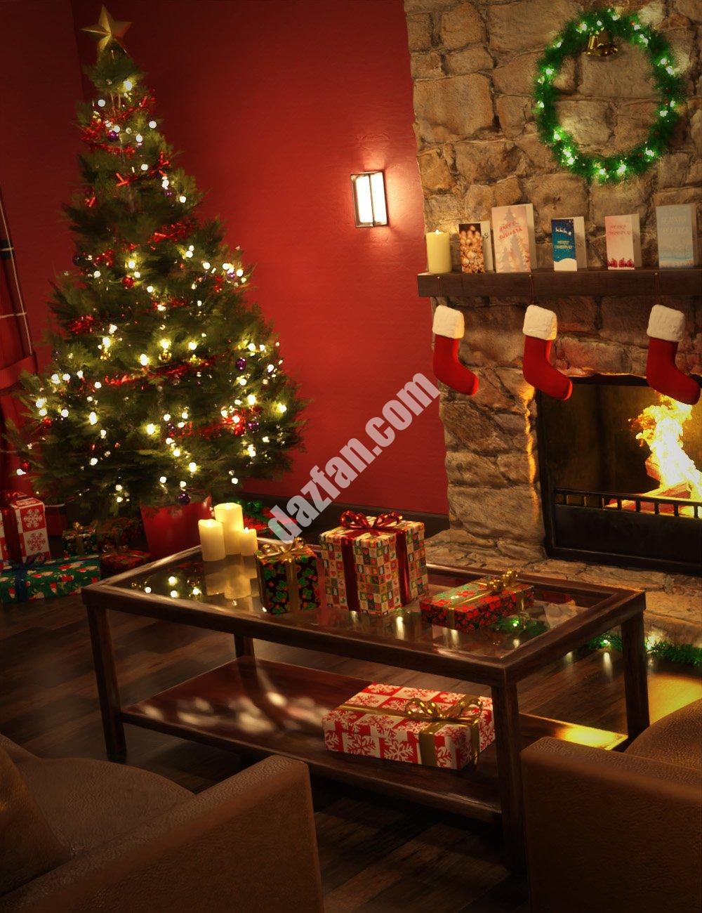 [daz场景] 舒适的圣诞休息室-DAZ爱好者