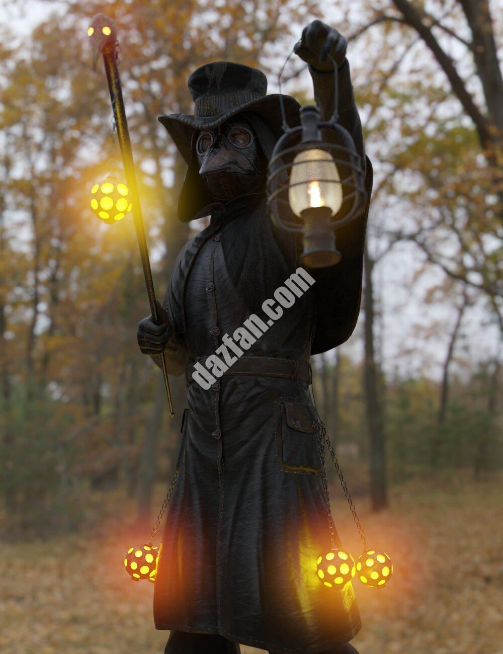 [daz服装] dForce瘟疫医生创世纪8男性的服装、道具和姿势-DAZ爱好者