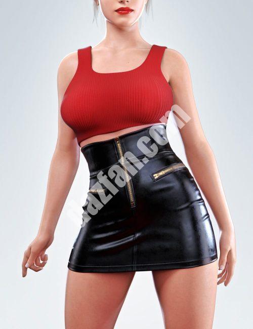 [daz服装] dForce COG露脐上衣配皮裙，适用于Genesis 8和8.1女性-DAZ爱好者
