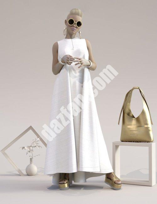 [daz合集] dForce极简主义Maxi连衣裙Genesis 8和8.1女性套装-DAZ爱好者